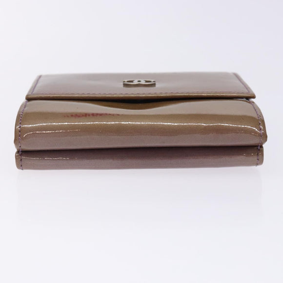 CHANEL Bifold Wallet Enamel Purple Silver CC Auth bs28048