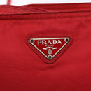 PRADA Shoulder Bag Nylon Red Silver Auth bs28053-18