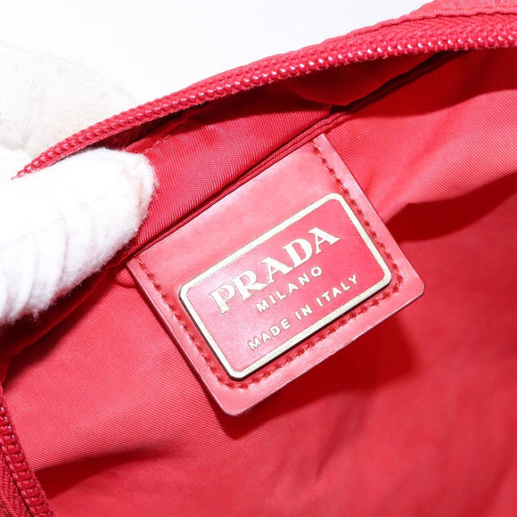 PRADA Shoulder Bag Nylon Red Silver Auth bs28053