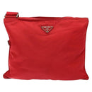 PRADA Shoulder Bag Nylon Red Silver Auth bs28053-13