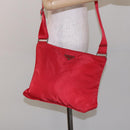 PRADA Shoulder Bag Nylon Red Silver Auth bs28053-22