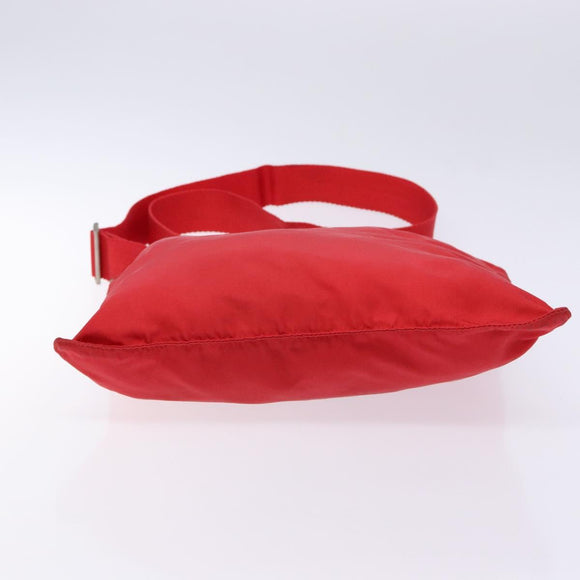 PRADA Shoulder Bag Nylon Red Silver Auth bs28053