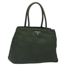 PRADA Tote Bag Nylon Khaki Silver Auth bs28055-1