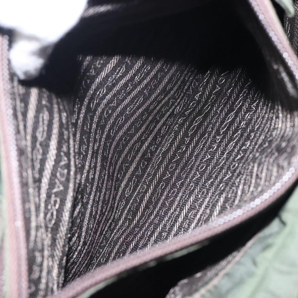 PRADA Tote Bag Nylon Khaki Silver Auth bs28055