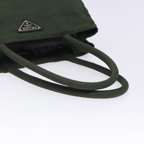 PRADA Tote Bag Nylon Khaki Silver Auth bs28055