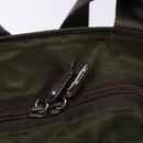 PRADA Tote Bag Nylon Khaki Silver Auth bs28058-9