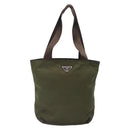 PRADA Tote Bag Nylon Khaki Silver Auth bs28058-13