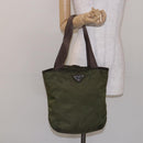 PRADA Tote Bag Nylon Khaki Silver Auth bs28058-23