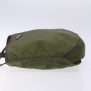 PRADA Tote Bag Nylon Khaki Silver Auth bs28058-4
