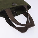 PRADA Tote Bag Nylon Khaki Silver Auth bs28058-7