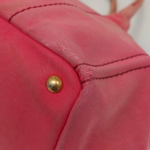 PRADA Canapa GM Hand Bag Canvas Pink Gold Auth bs28066