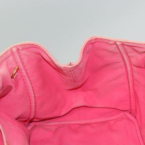 PRADA Canapa GM Hand Bag Canvas Pink Gold Auth bs28066