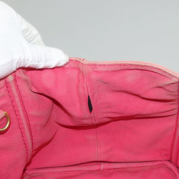 PRADA Canapa GM Hand Bag Canvas Pink Gold Auth bs28066