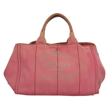 PRADA Canapa GM Hand Bag Canvas Pink Gold Auth bs28066 - 0