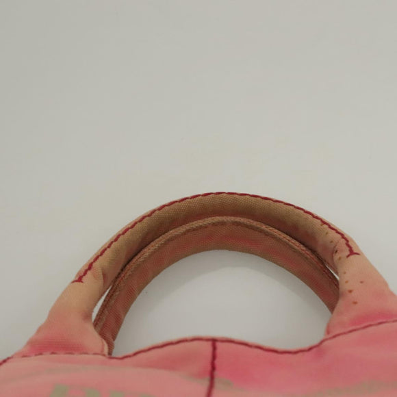 PRADA Canapa GM Hand Bag Canvas Pink Gold Auth bs28066