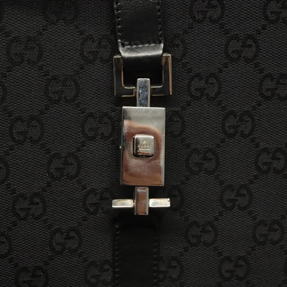 GUCCI GG Canvas Jackie Tote Bag Black Silver 002 1064 1669 Auth bs28068