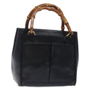 GUCCI Bamboo Hand Bag Leather Black Gold 000 122 0316 Auth bs28069-1