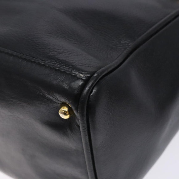 GUCCI Bamboo Hand Bag Leather Black Gold 000 122 0316 Auth bs28069