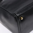 GUCCI Bamboo Hand Bag Leather Black Gold 000 122 0316 Auth bs28069-13