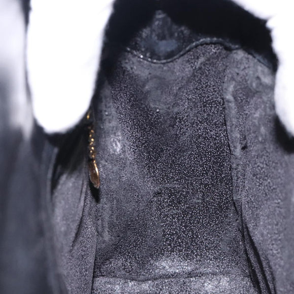 GUCCI Bamboo Hand Bag Leather Black Gold 000 122 0316 Auth bs28069