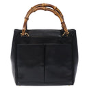 GUCCI Bamboo Hand Bag Leather Black Gold 000 122 0316 Auth bs28069-2