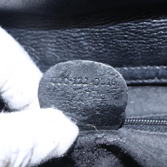 GUCCI Bamboo Hand Bag Leather Black Gold 000 122 0316 Auth bs28069