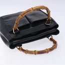 GUCCI Bamboo Hand Bag Leather Black Gold 000 122 0316 Auth bs28069-6