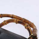 GUCCI Bamboo Hand Bag Leather Black Gold 000 122 0316 Auth bs28069-8