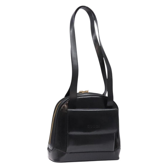 GUCCI Shoulder Bag Enamel Black Gold 001 1075 1650 0 Auth bs28070