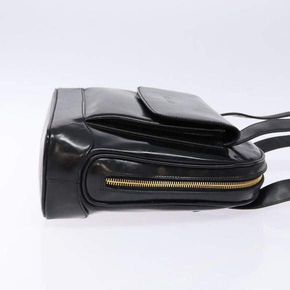 GUCCI Shoulder Bag Enamel Black Gold 001 1075 1650 0 Auth bs28070