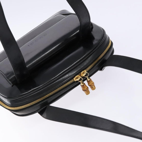 GUCCI Shoulder Bag Enamel Black Gold 001 1075 1650 0 Auth bs28070