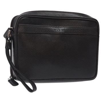 GUCCI Clutch Bag Leather Brown Silver 018 3700 Auth bs28071