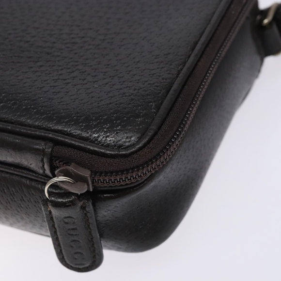 GUCCI Clutch Bag Leather Brown Silver 018 3700 Auth bs28071