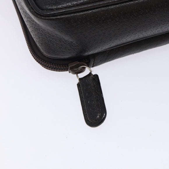 GUCCI Clutch Bag Leather Brown Silver 018 3700 Auth bs28071