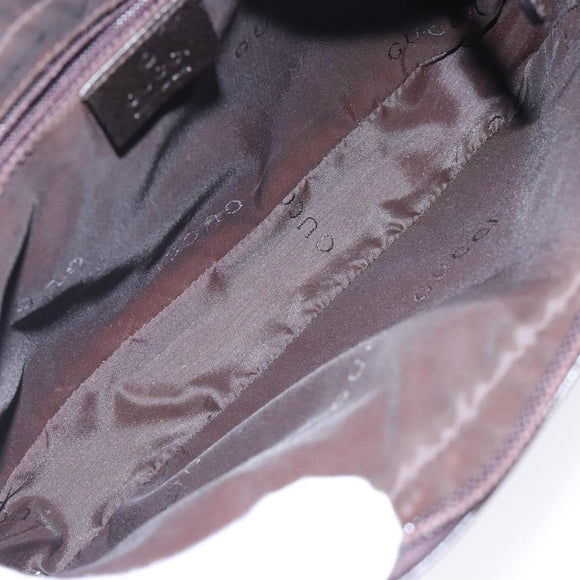 GUCCI Clutch Bag Leather Brown Silver 018 3700 Auth bs28071