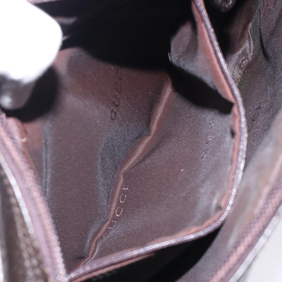 GUCCI Clutch Bag Leather Brown Silver 018 3700 Auth bs28071