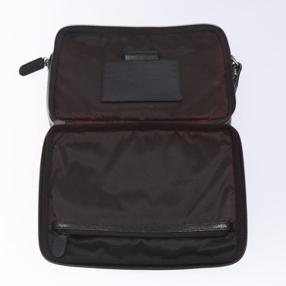 GUCCI Clutch Bag Leather Brown Silver 018 3700 Auth bs28071