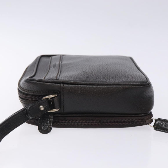 GUCCI Clutch Bag Leather Brown Silver 018 3700 Auth bs28071