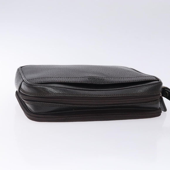 GUCCI Clutch Bag Leather Brown Silver 018 3700 Auth bs28071