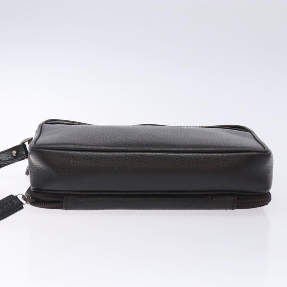 GUCCI Clutch Bag Leather Brown Silver 018 3700 Auth bs28071