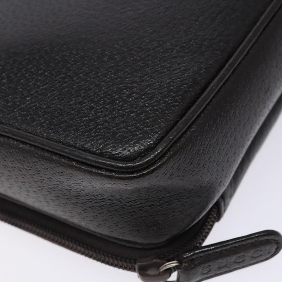 GUCCI Clutch Bag Leather Brown Silver 018 3700 Auth bs28071