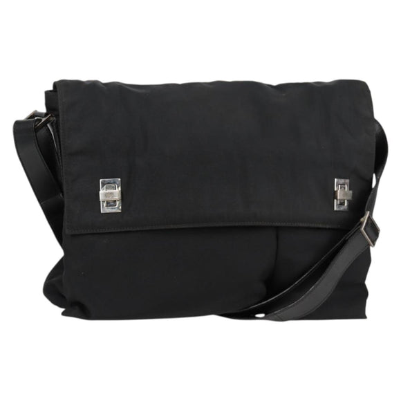 GUCCI Shoulder Bag Nylon Black Silver 019.0308 Auth bs28077