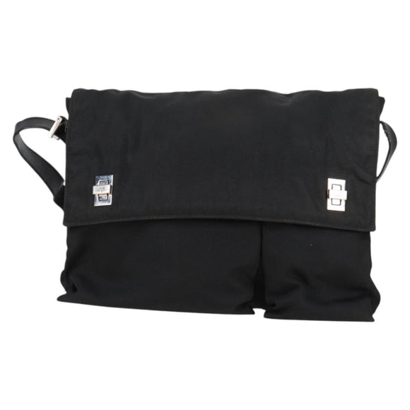 GUCCI Shoulder Bag Nylon Black Silver 019.0308 Auth bs28077