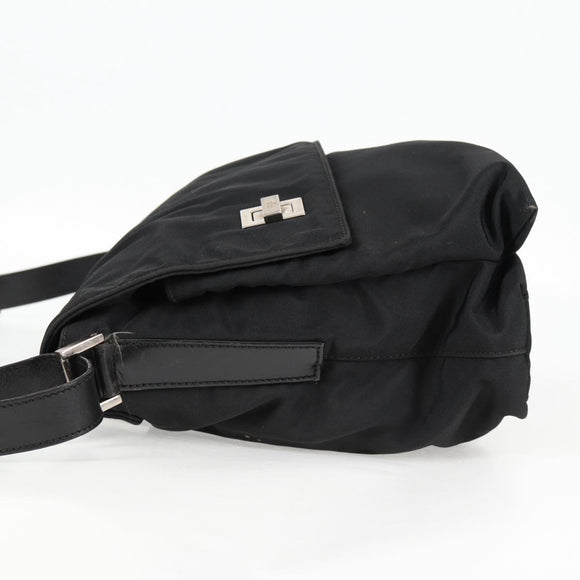 GUCCI Shoulder Bag Nylon Black Silver 019.0308 Auth bs28077