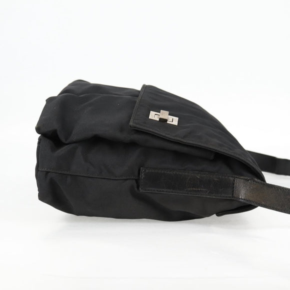 GUCCI Shoulder Bag Nylon Black Silver 019.0308 Auth bs28077