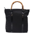 GUCCI Bamboo Tote Bag Nylon Black Silver 000 1998 0508 Auth bs28079-2