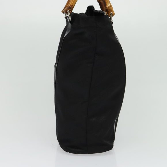 GUCCI Bamboo Tote Bag Nylon Black Silver 000 1998 0508 Auth bs28079