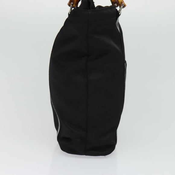 GUCCI Bamboo Tote Bag Nylon Black Silver 000 1998 0508 Auth bs28079