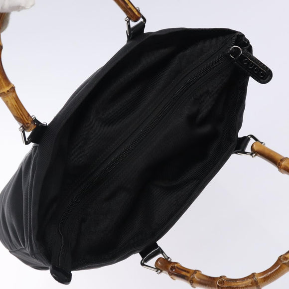 GUCCI Bamboo Tote Bag Nylon Black Silver 000 1998 0508 Auth bs28079