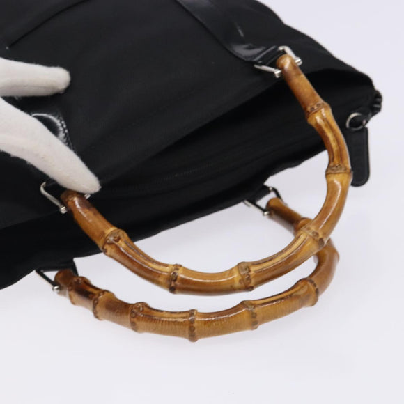 GUCCI Bamboo Tote Bag Nylon Black Silver 000 1998 0508 Auth bs28079